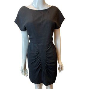 Silence+Noise Womens Open Back Mini Dress Front Ruched Short Sleeve Black Size 4
